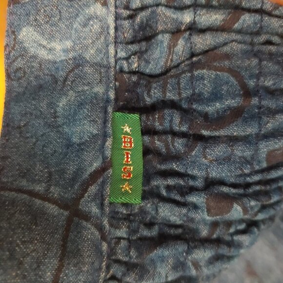 Vintage Boho Smocked Wrinkled Rich Denim Jacket Embroidered Gene Ewing BIS - Picture 4 of 8